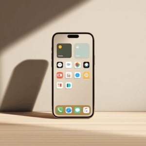 Minimalistischer Smartphone-Bildschirm mit wenigen Apps – Schritt zu digitaler Balance