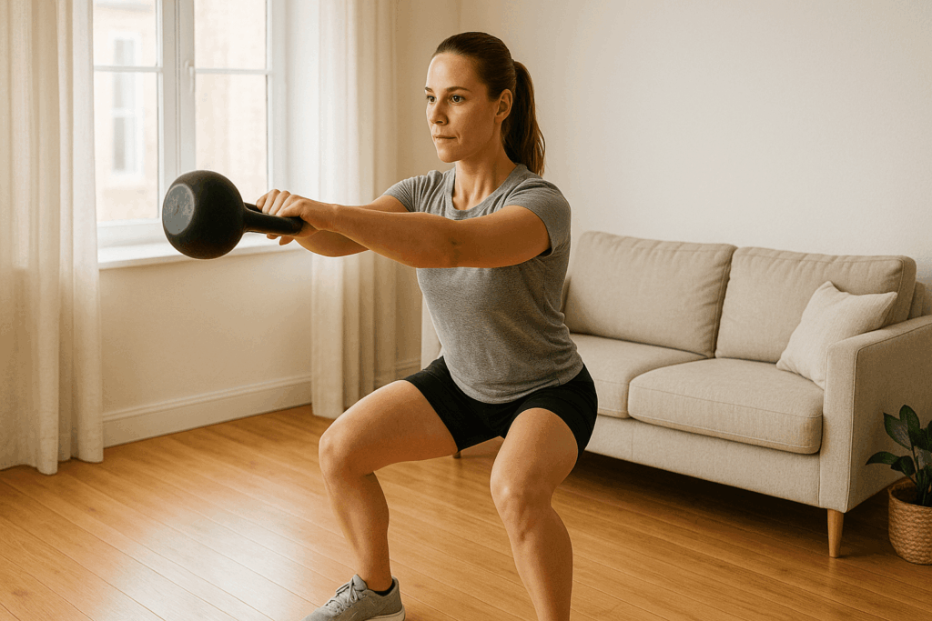 Saubere Hüftbeuge beim Kettlebell Swing mit geradem Rücken