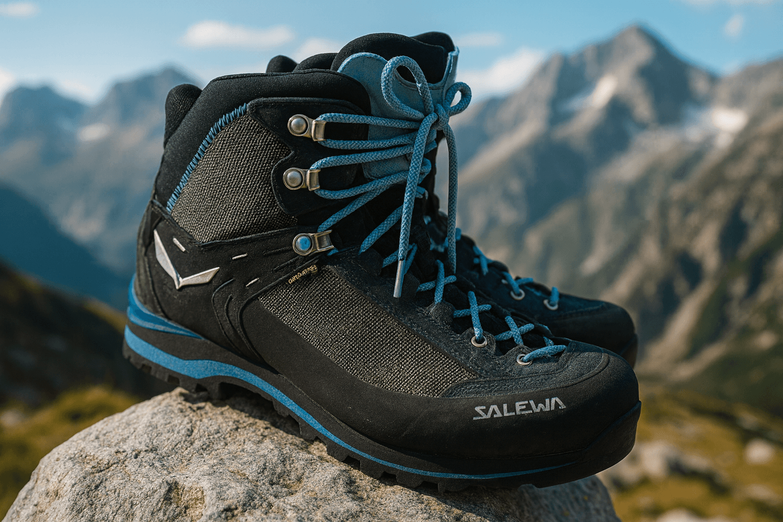 Salewa Crow Gore-Tex Damen-Wanderschuhe vor Bergkulisse