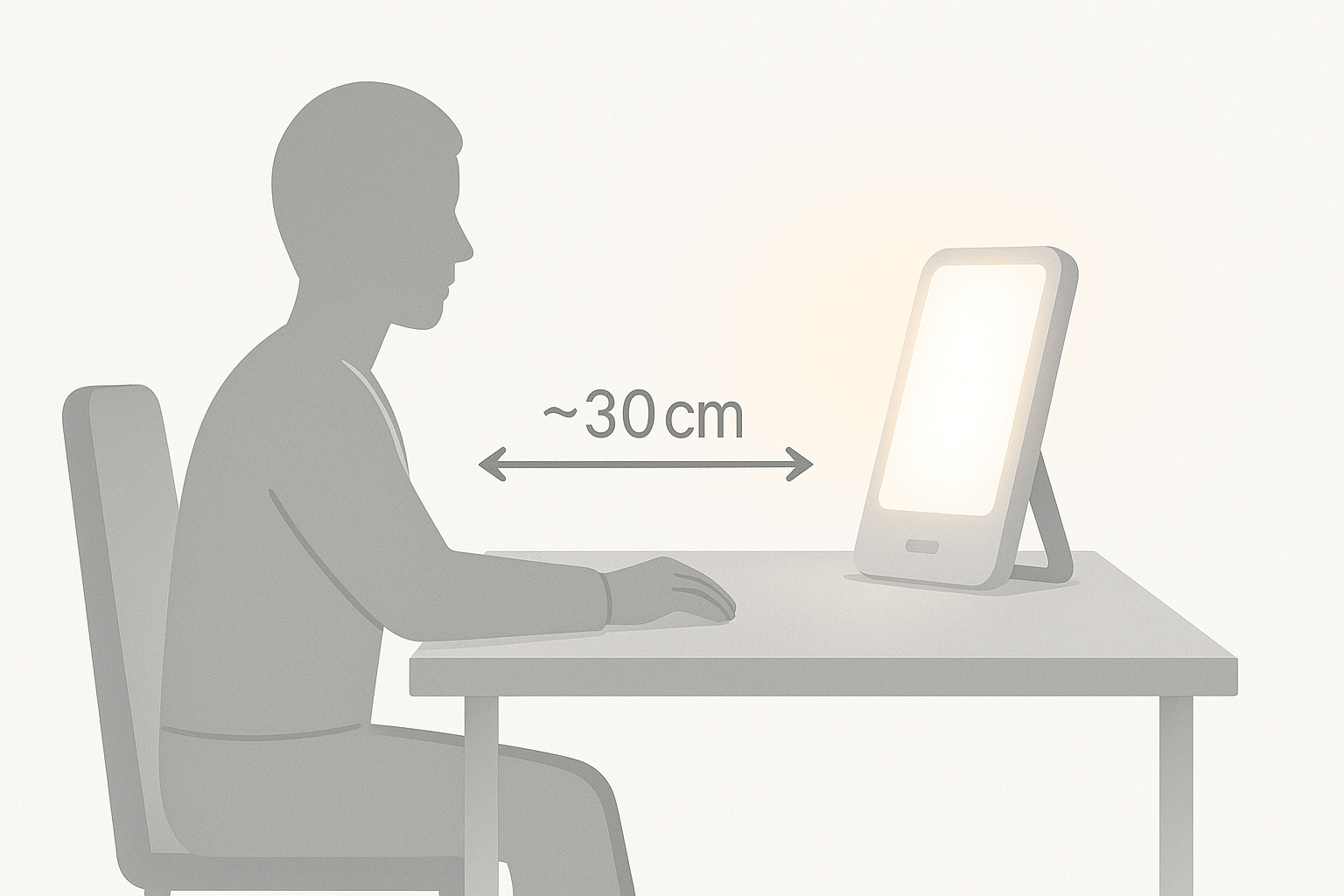 Richtige Sitzposition und Abstand für die Anwendung einer Tageslichtlampe