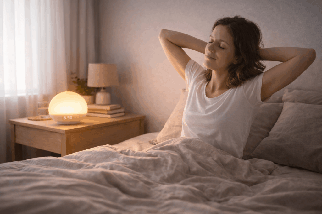 Ruhige Morgenroutine mit Tageslichtwecker und sanftem Licht