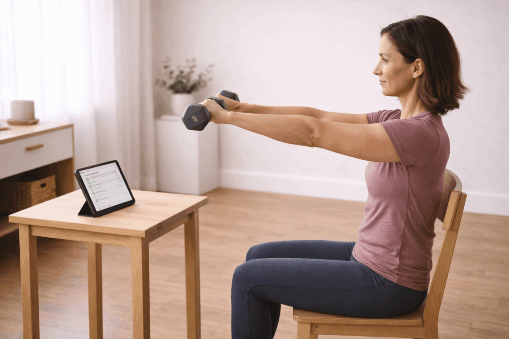 Oberkörpertraining im Sitzen mit Trainingsplan ohne Fußbelastung