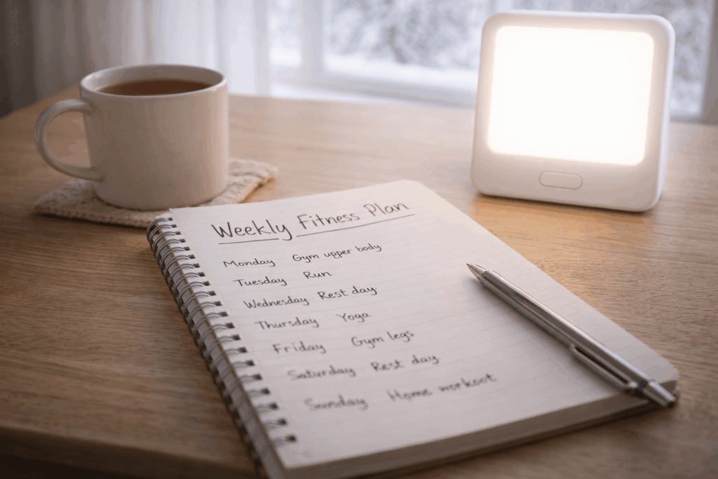 Realistische Fitness-Ziele planen mit einfachem Wochenplan