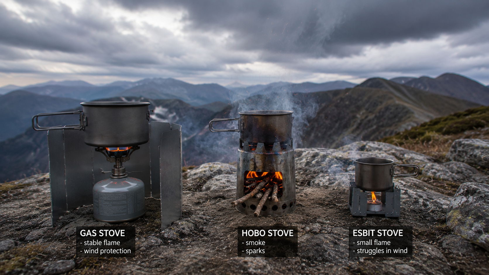 Campingkocher Vergleich 2026 mit Hobo-, Gas- und Esbitkocher beim Trekking und Bushcraft