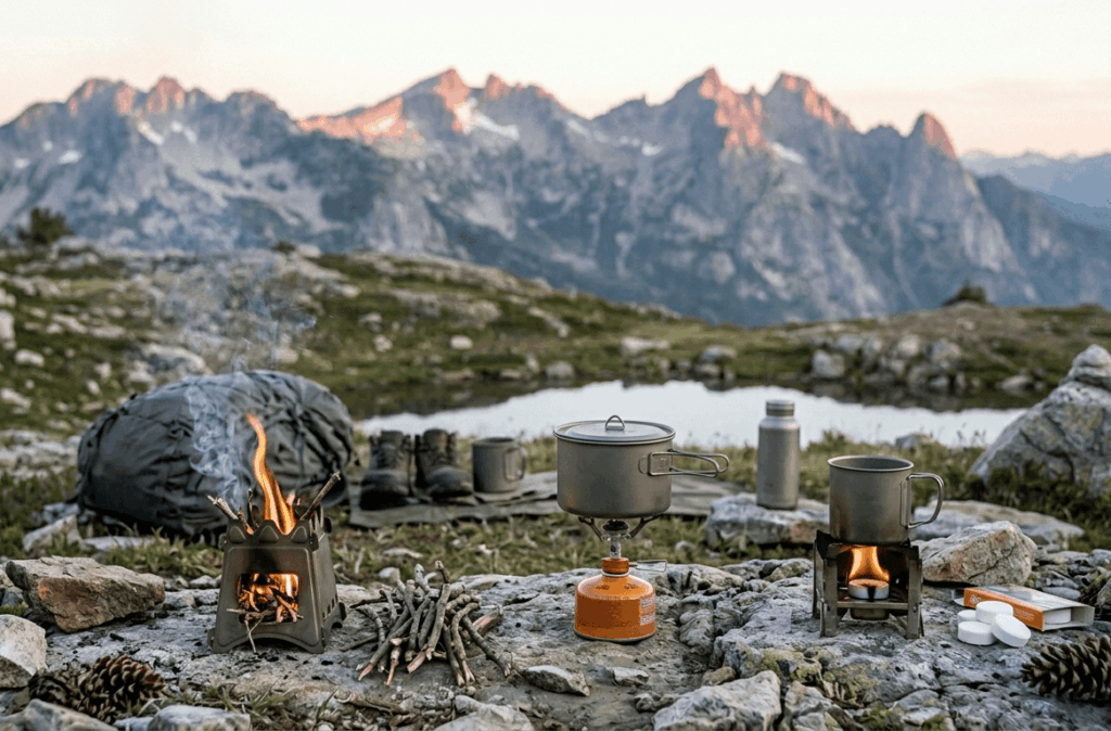 Campingkocher Vergleich 2026 mit Hobo-, Gas- und Esbitkocher beim Trekking und Bushcraft