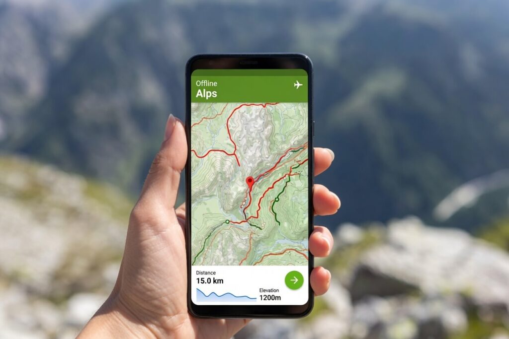 `Offline-Karten richtig speichern in Komoot, Outdooractive oder Maps.me fürs Wandern`