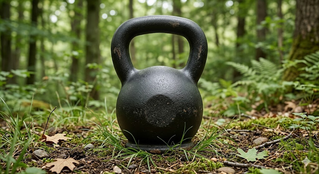 Nahaufnahme der HQ Germany Gusseisen Kettlebell mit gutem Griff